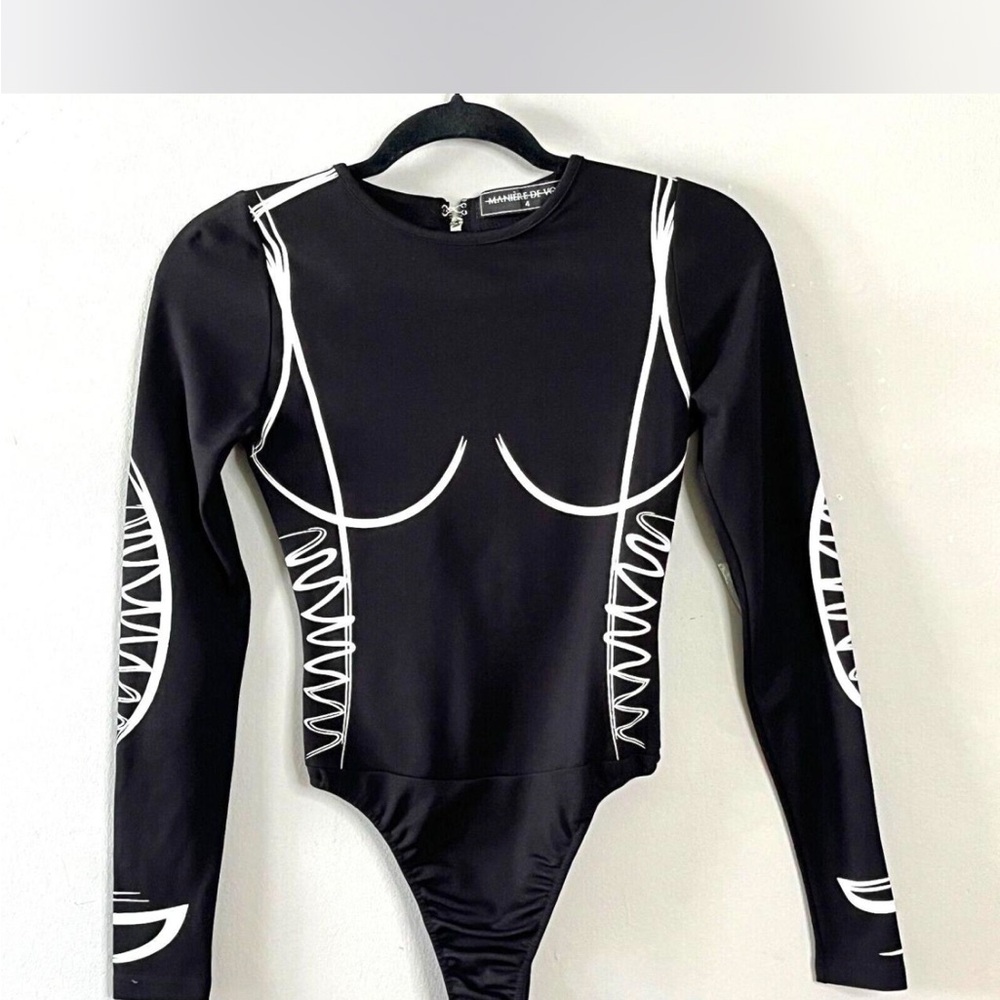 Black and White Long Sleeve Bodysuit